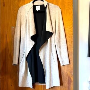 NIC+ZOE Women’s Cream and Black Draped Open Front Cardigan